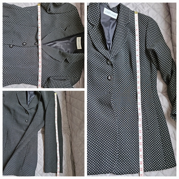 Joseph Janard vintage wool blend skirt suit navy-black silver long jacket sz. 10 - Picture 15 of 16